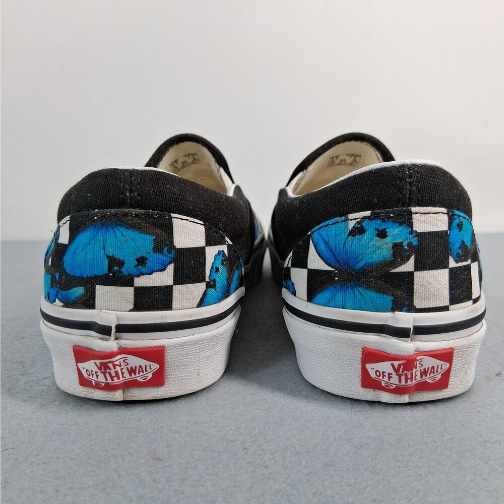 Vans Classic Slip-On Shoes Sneakers Women's Size 7 Butterfly Checkerboard Blue - Picture 5 of 9